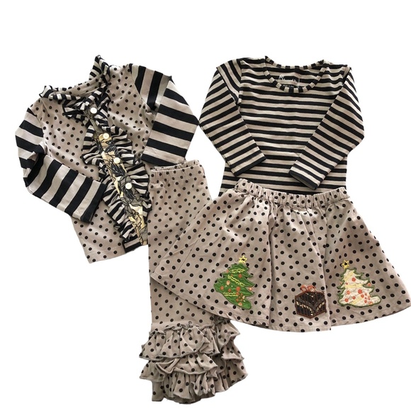 Mustard Pie 4 pc Outfit Leggings Top, Cardigan, & Holiday Skirt 18M